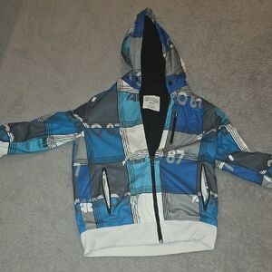 Aeropostale Blue Gray Plaid Hooded Jacket